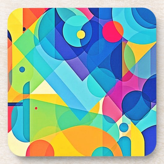 Lebhaftes geometrisches Abstrakt Getränkeuntersetzer (Vorderseite)
