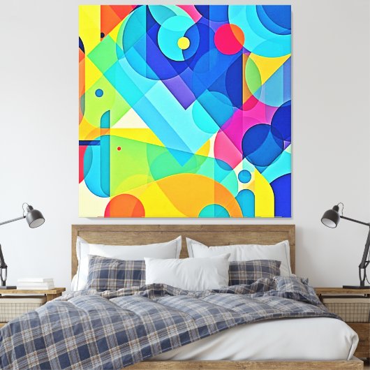 Lebhaftes geometrisches Abstrakt Leinwanddruck (Insitu (Schlafzimmer))