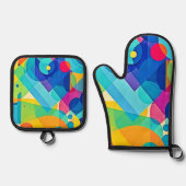 Lebhaftes geometrisches Abstrakt Ofenhandschuh & Topflappen-Set (Vorderseite)