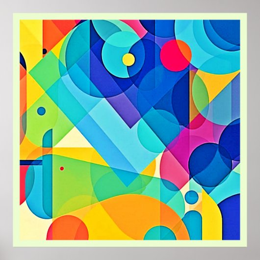 Lebhaftes geometrisches Abstrakt Poster (Vorne)