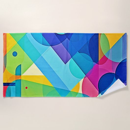 Lebhaftes geometrisches Abstrakt Strandtuch (Vorderseite)