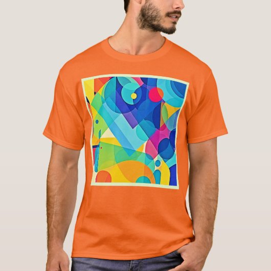 Lebhaftes geometrisches Abstrakt T-Shirt (Vorderseite)
