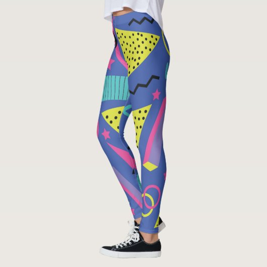 Lebhaftes geometrisches Abstraktes Muster Leggings (Links)