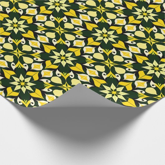 Lebhaftes geometrisches Blumendesign Geschenkpapier (Ecke)