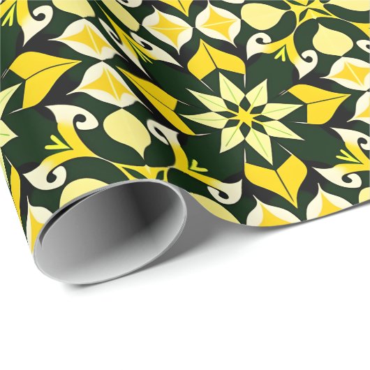 Lebhaftes geometrisches Blumendesign Geschenkpapier (Rolleneckpunkt)