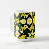 Lebhaftes geometrisches Blumendesign Kaffeetasse (Vorderseite Links)