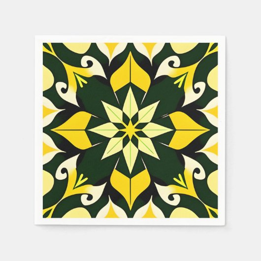 Lebhaftes geometrisches Blumendesign Serviette (Vorderseite)