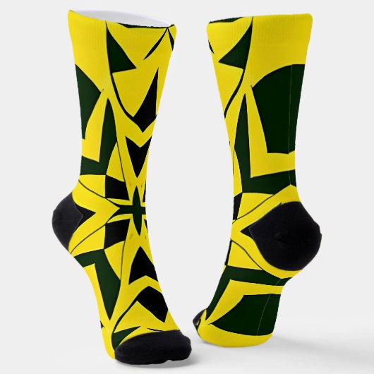 Lebhaftes geometrisches Blumendesign Socken (Gewinkelt)