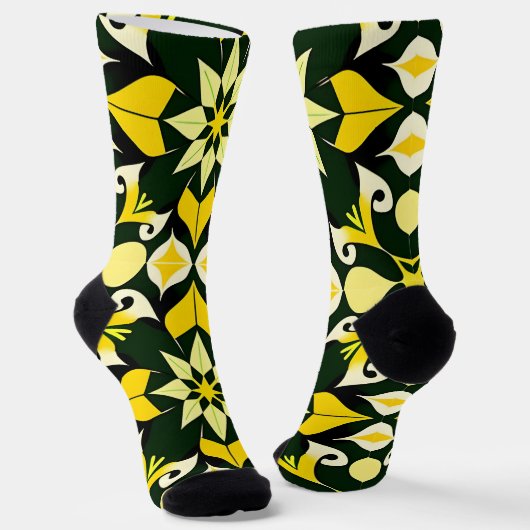 Lebhaftes geometrisches Blumendesign Socken (Gewinkelt)