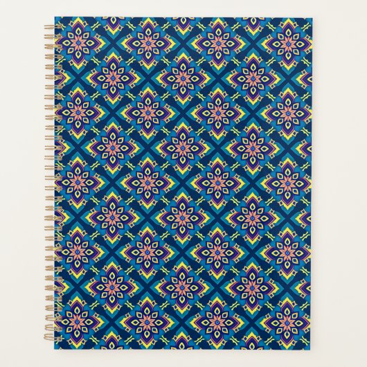Lebhaftes geometrisches Boho-Muster Planer (Vorderseite)