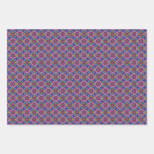 Lebhaftes geometrisches Dekorationsmuster Geschenkpapier Set (Vorderseite 3)