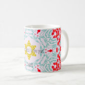 Lebhaftes geometrisches Design in Rot und Blau Kaffeetasse (VorderseiteRechts)