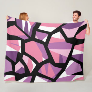 Lebhaftes geometrisches Mosaik in rosa und Lila Fleecedecke