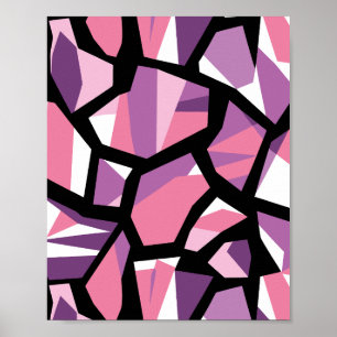 Lebhaftes geometrisches Mosaik in rosa und Lila Poster