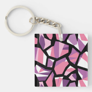 Lebhaftes geometrisches Mosaik in rosa und Lila Schlüsselanhänger