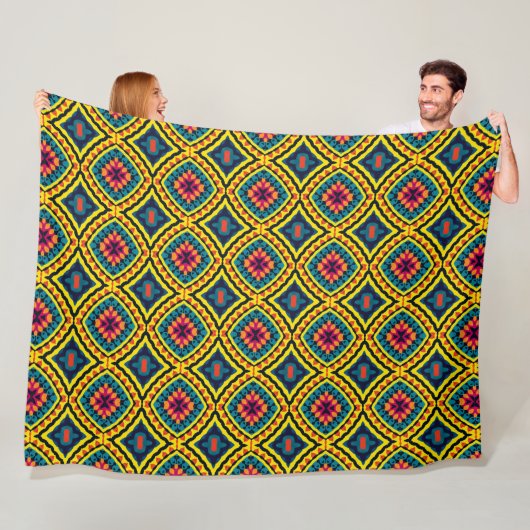 Lebhaftes geometrisches Mosaikmuster Fleecedecke (Beispiel)
