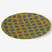 Lebhaftes geometrisches Mosaikmuster Pappteller (Schrägansicht)