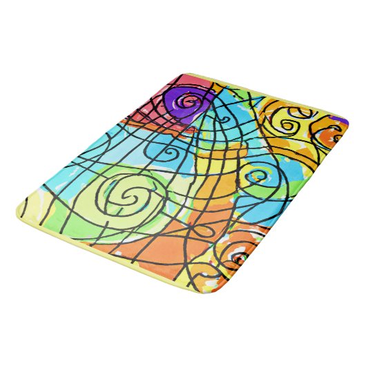 Lebhaftes geometrisches Muster Badematte (Schrägansicht)