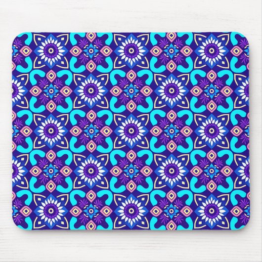 Lebhaftes geometrisches Muster der Retro-Geometrie Mousepad (Vorne)