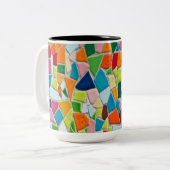 Lebhaftes geometrisches Muster, farbenfroh detaill Zweifarbige Tasse (Vorderseite Links)