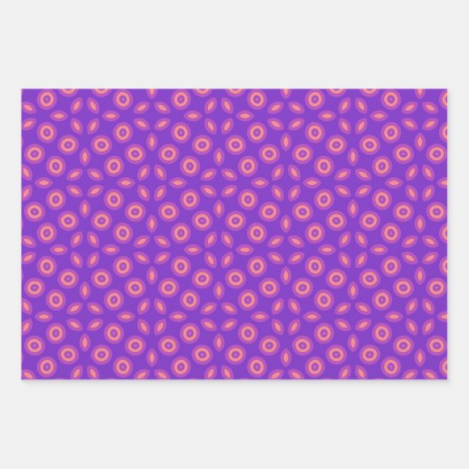 Lebhaftes geometrisches Muster im Lila und koralle Geschenkpapier Set (Vorderseite 3)