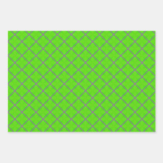 Lebhaftes geometrisches Muster in Grün und Rosa Geschenkpapier Set (Vorderseite)