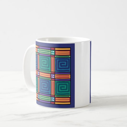 Lebhaftes geometrisches Muster Kaffeetasse (Vorderseite Links)