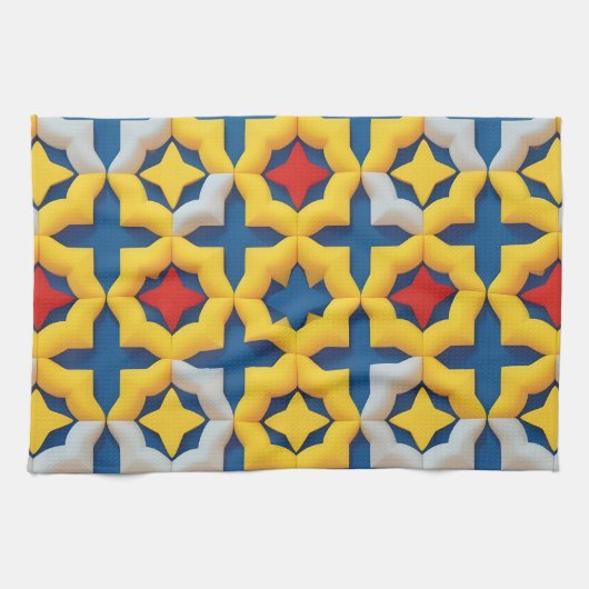 Lebhaftes geometrisches Muster mit fetten Farben Geschirrtuch (Horizontal)