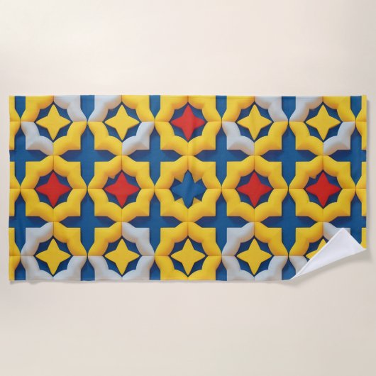 Lebhaftes geometrisches Muster mit fetten Farben Strandtuch (Vorderseite)