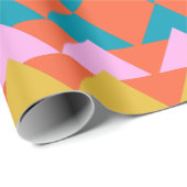 Lebhaftes geometrisches Muster Modernes Orangenbla Geschenkpapier (Rolleneckpunkt)
