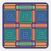 Lebhaftes geometrisches Muster Quadratischer Aufkleber (Vorderseite)