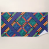 Lebhaftes geometrisches Muster Strandtuch (Vorderseite)