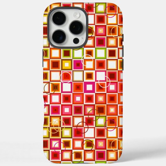 Lebhaftes geometrisches Quadrat-Muster im Retro Case-Mate iPhone Hülle (Rückseite)