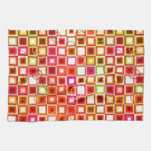 Lebhaftes geometrisches Quadrat-Muster im Retro Geschirrtuch (Horizontal)