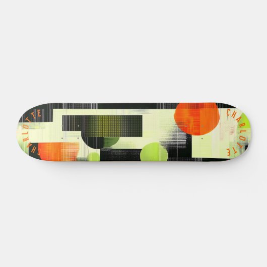 Lebhaftes geometrisches Skateboard mit orangefarbe (Horizontal)
