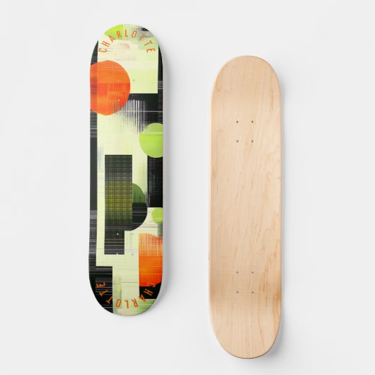 Lebhaftes geometrisches Skateboard mit orangefarbe (Vorderseite)