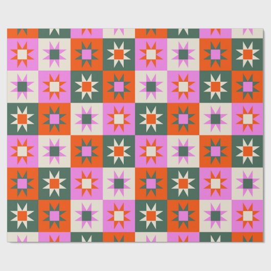 Lebhaftes geometrisches Sternmuster Geschenkpapier (Flach)