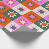 Lebhaftes geometrisches Sternmuster Geschenkpapier (Ecke)