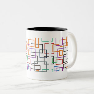 Lebhaftes geometrisches Tasse-Design mit kühnen, f Zweifarbige Tasse