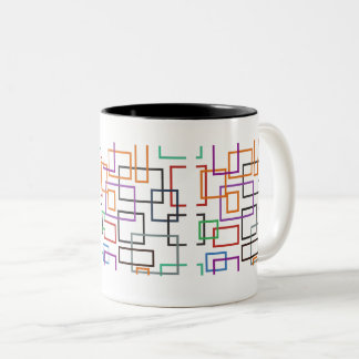 Lebhaftes geometrisches Tasse-Design mit kühnen, f Zweifarbige Tasse