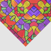 Lebhaftes Glasfenster mit farbenfrohen Kunsthandwe Seidenpapier (Ausschnitt)