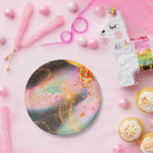 Lebhaftes Gold Pappteller (Party)