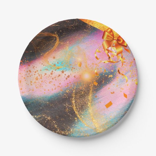 Lebhaftes Gold Pappteller (Vorderseite)