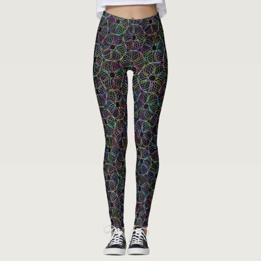 Lebhaftes graues, zyklisches Chaos-Muster Leggings (Vorderseite)