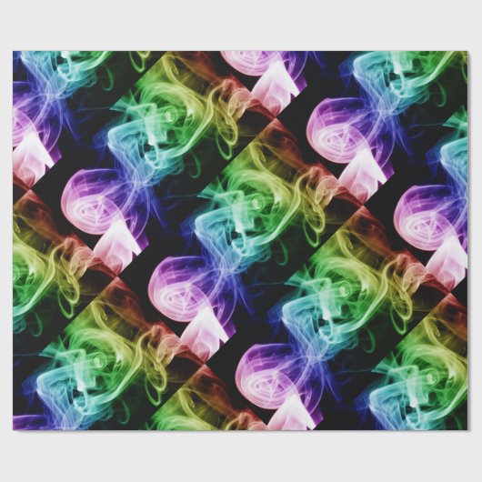 Lebhaftes Green Blue Lila Abstraktes Rauchmuster Geschenkpapier (Flach)