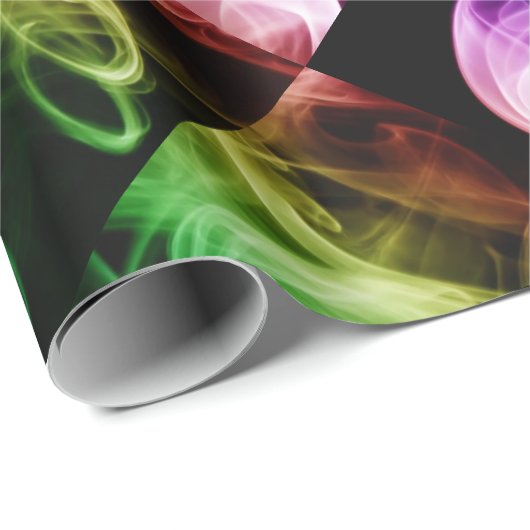 Lebhaftes Green Blue Lila Abstraktes Rauchmuster Geschenkpapier (Rolleneckpunkt)