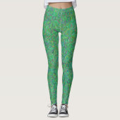 Lebhaftes Green Cyclic Chaos-Muster Leggings (Vorderseite)