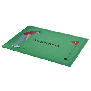 Lebhaftes Green Golfer Putting Design Schneidebrett