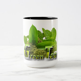 Lebhaftes Green Minimalistisch Green Tee Design Zweifarbige Tasse