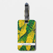 Lebhaftes Green & Yellow Banana Leaf Muster Gepäckanhänger (Rückseite vertikal)